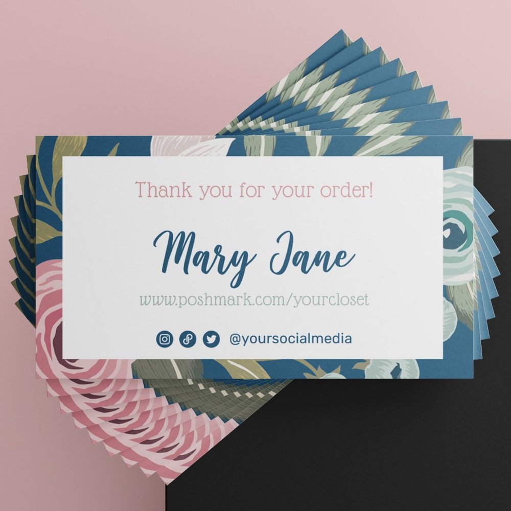 250 pack Personalized Business Cards - Blue Floral